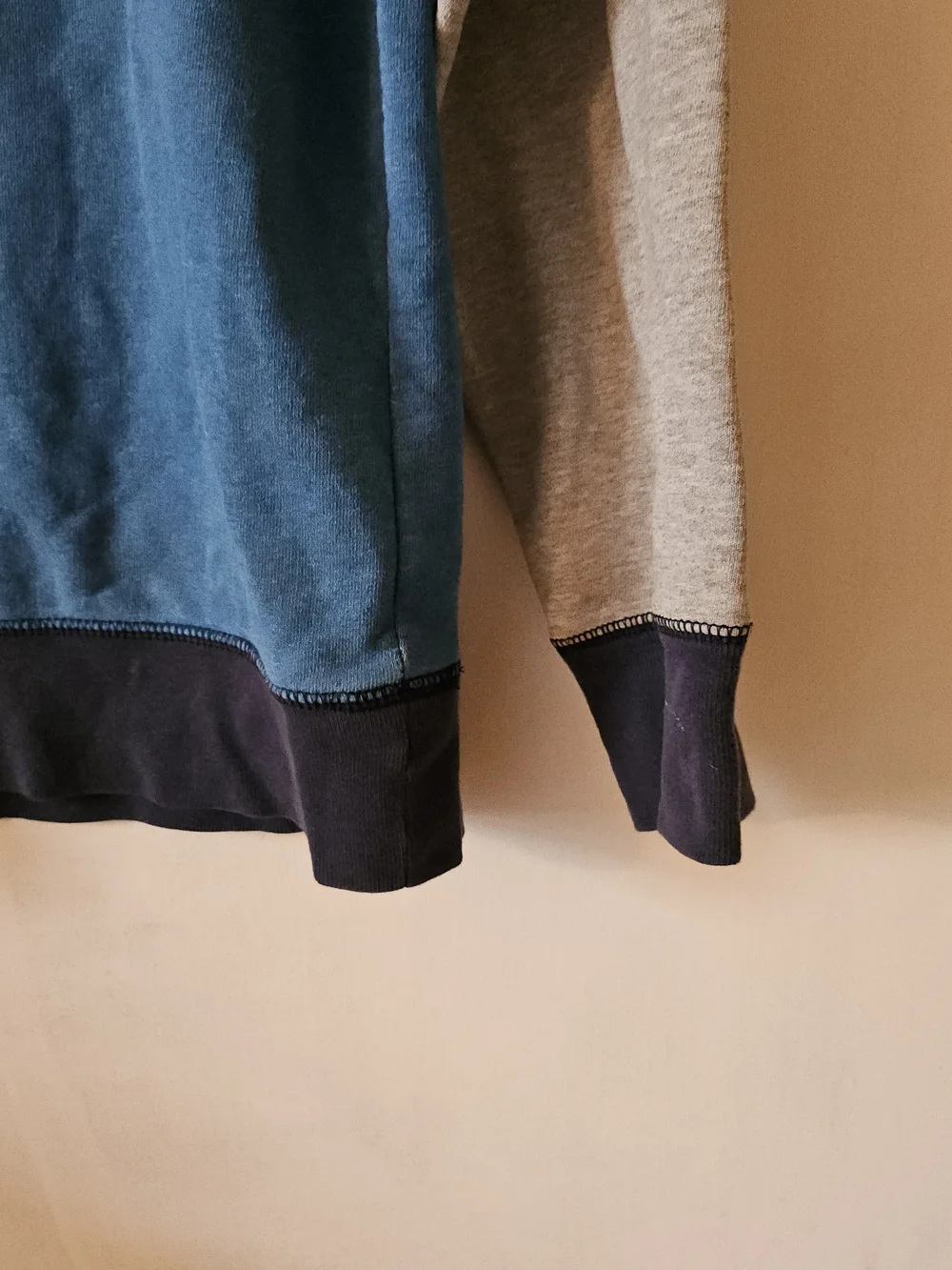 The North Face Blue Crewneck Sweatshirt with Gray Raglan Sleeves